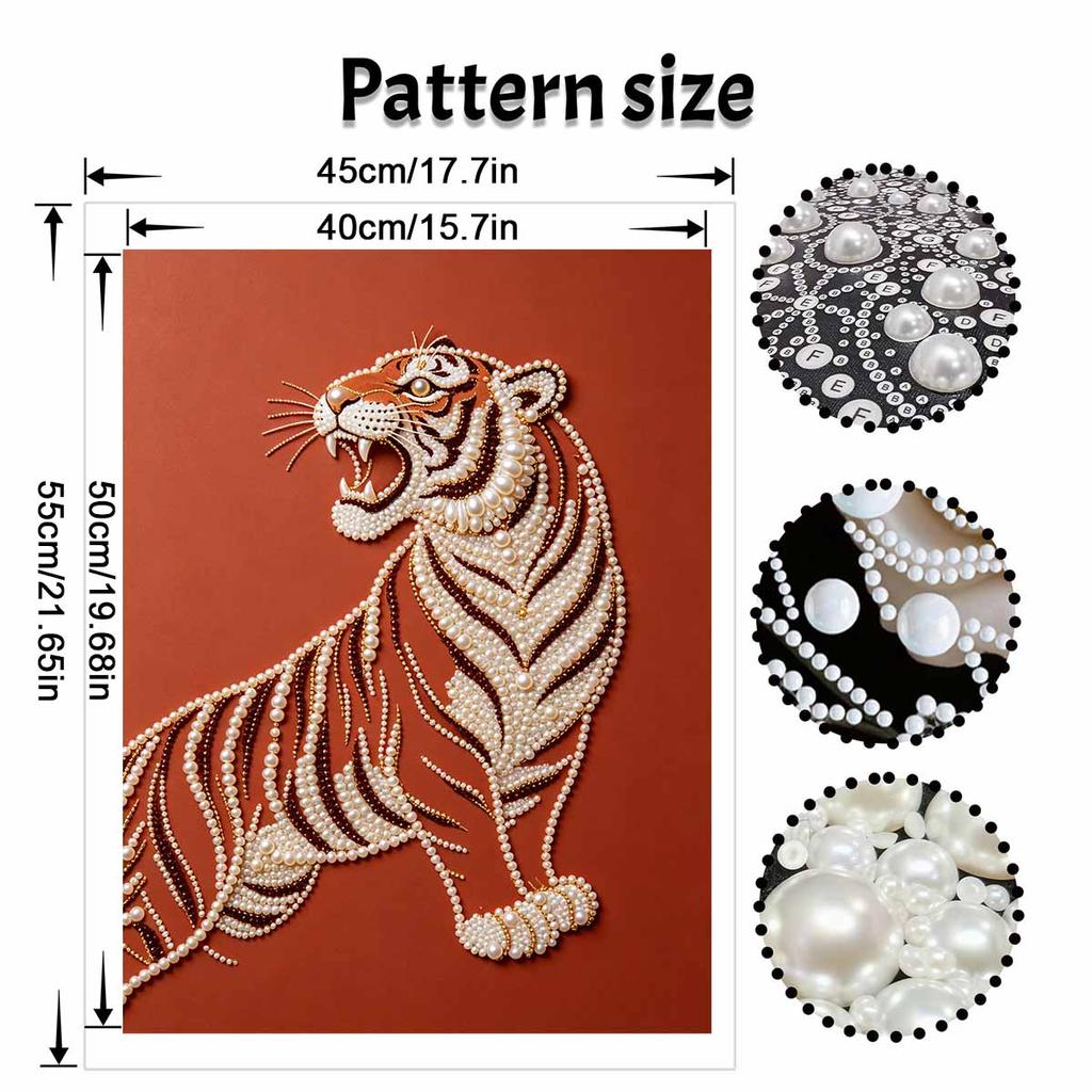 DIY Pearl Embroidery Diamond Painting Kit Fierce Tiger Sparkling Beads Art Craft Handmade Decoration Gift for Home