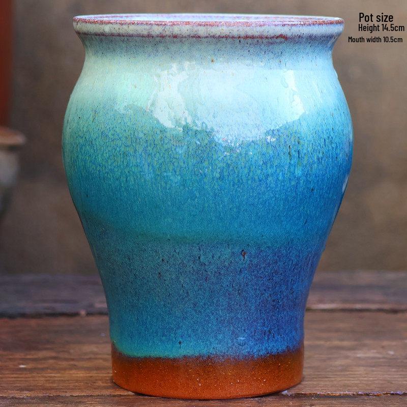 Handmade Retro Zisha Ceramic Pot for Succulents, Orchid, and Asparagus - Breathable Small Flower Pot