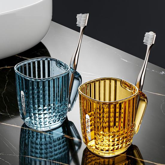 Mouthwash Cup Drop-Resistant Easy to Clean Transparent Bathroom Rinse Cup with Handle Bathroom Accessory