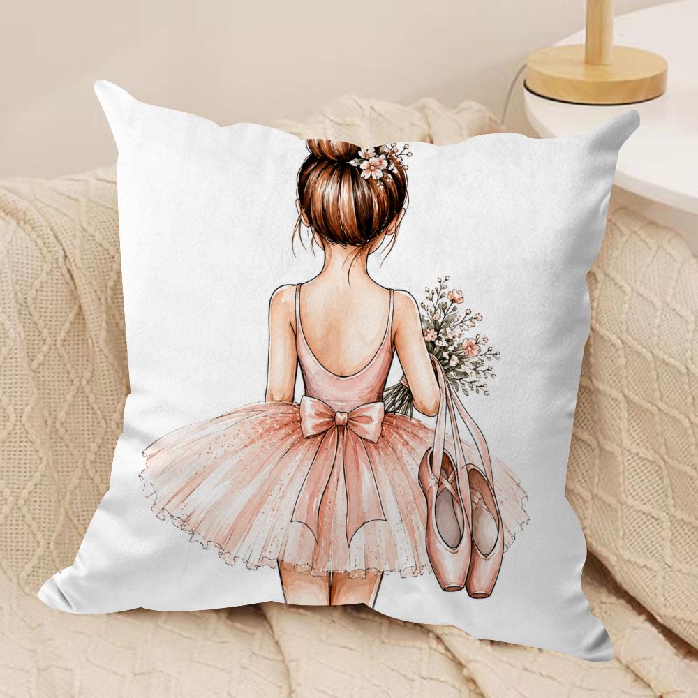 Watercolor Ballerinas Cushion Cover Pillow Case Short Plush Square Throw Pillow Covers Pillowcase Sofa Home Decor Gift