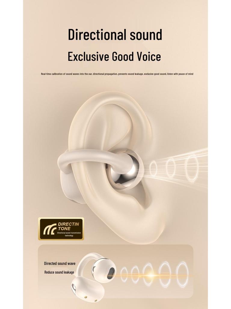 Huaqiangbei 2025 True Wireless Ear Clip Bluetooth Headphones - Ultra-Long Battery Life, Pain-Free Design.