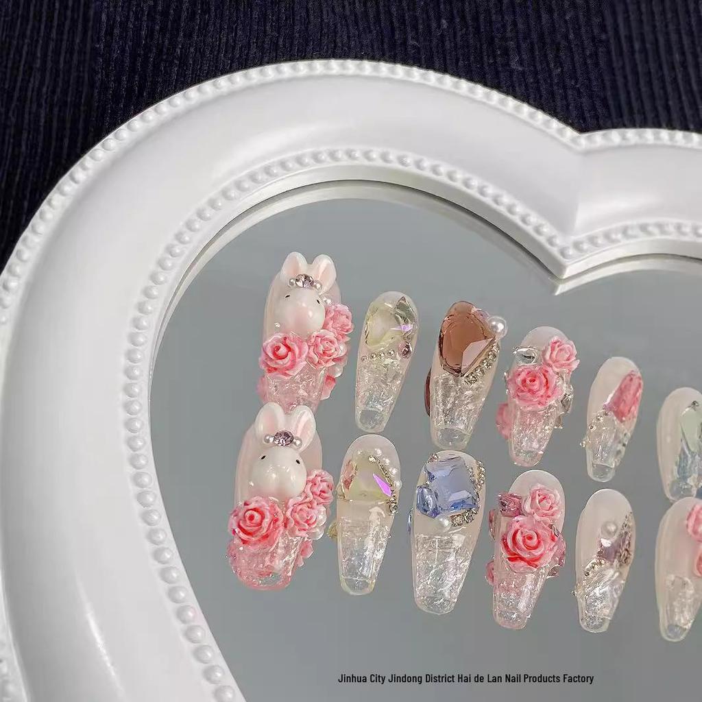 Camellia Bling Glazed Wearable Transparent Nail Art Patches