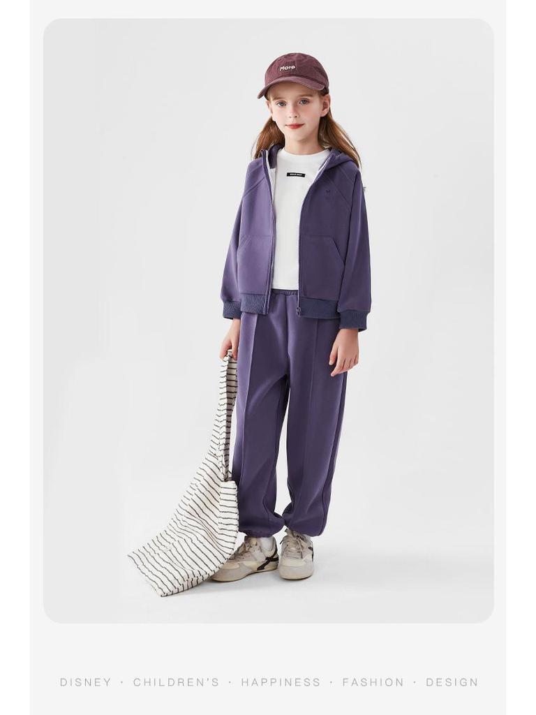 Autumn 2025 Minnie Girls' Tracksuit: Cute Hooded Jacket & Cuffed Sweatpants