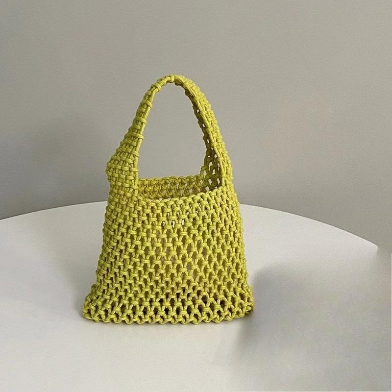 Spring and summer new handmade woven cotton rope hollow bag ins style small fresh photo handbag color handbag имбирный
