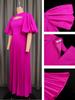 AOMEI Rosafarbene, plissierte Partykleider für Frauen, sexy, kurze Laternenärmel, Ausschnitt auf der Brust, elegante afrikanische Kleider für Feiern von Geburtstagen und Hochzeitsgästen