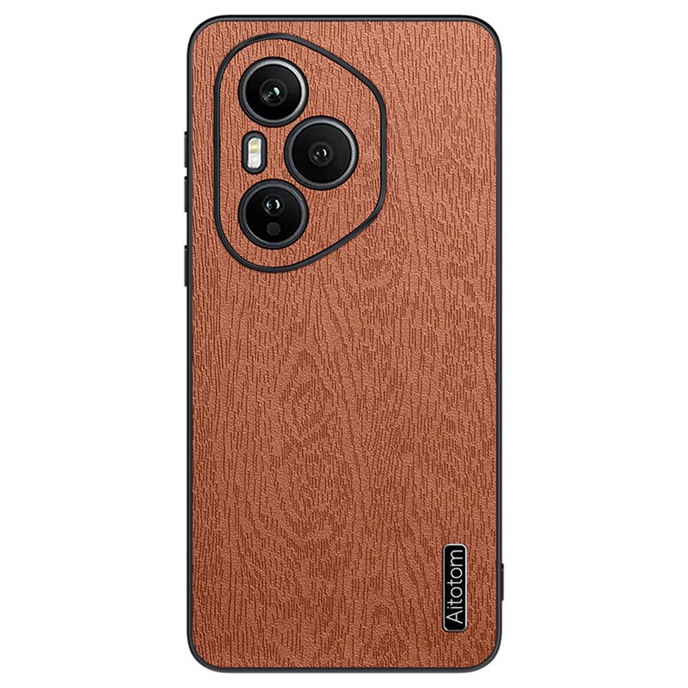 For Honor 400 Pro 5G (Global) Case Wood Texture PU Leather Coated PC TPU Phone Cover