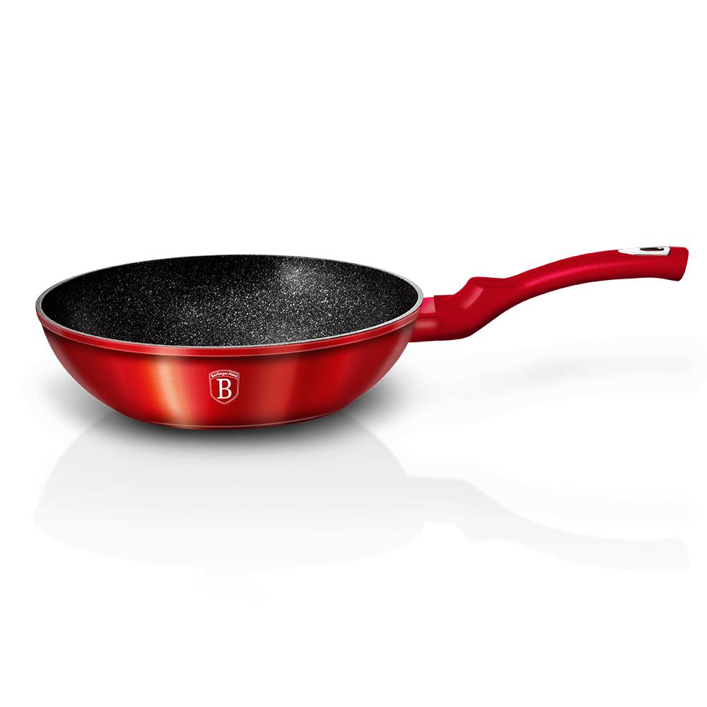 Wok with Granite Coating 28cm BERLINGER HAUS Metallic Line Burgundy BH-1267-N