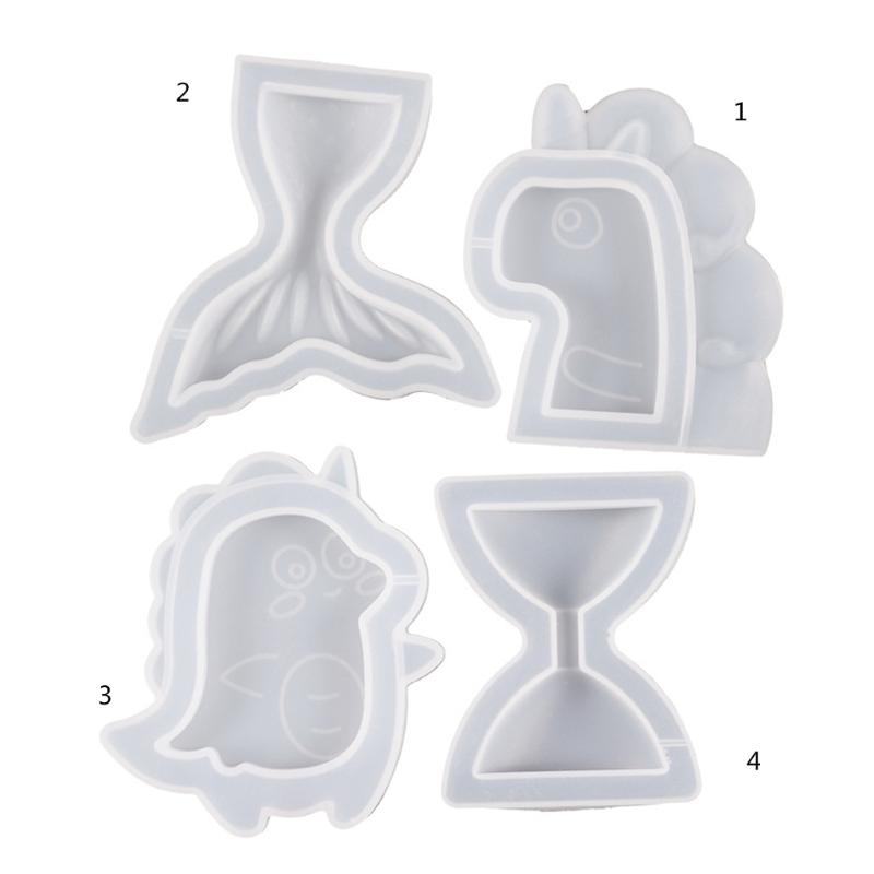 Hourglass Keychain Silicone Mold Epoxy Resin Casting Dinosaur Charm Molds Craft
