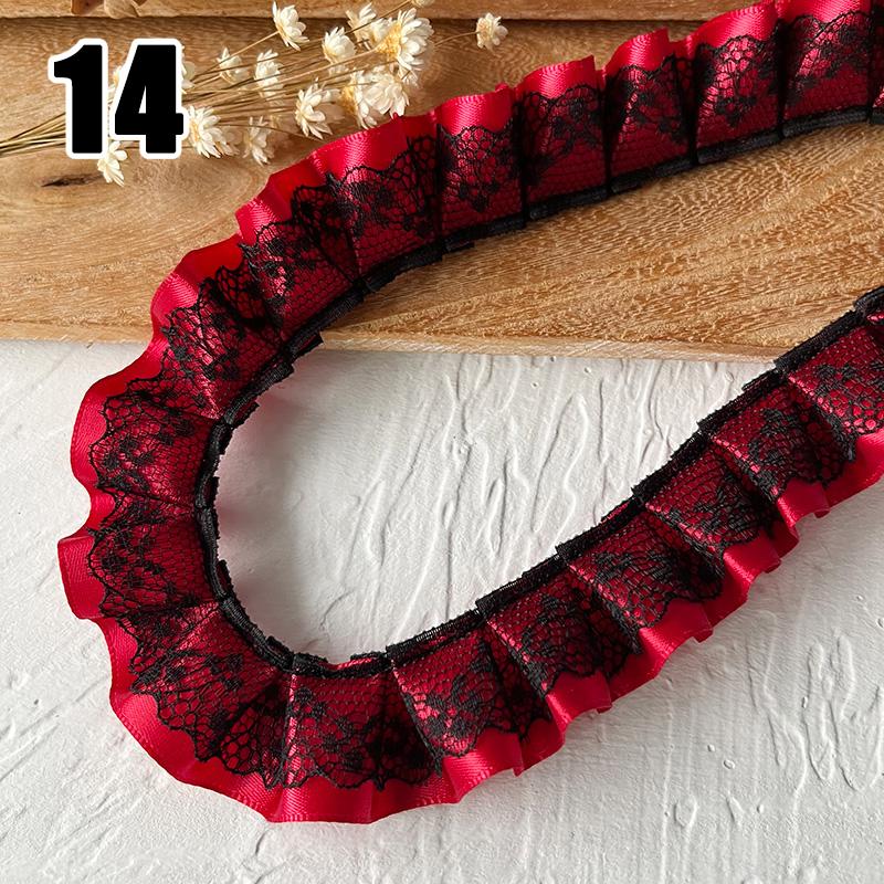 9M Lolita Lace Bead Ruffled Lace Fabric Pleated Edging Satin Ribbon Diy Baby Clothing Skirt Curtain Furniture Decor Lace Trim
