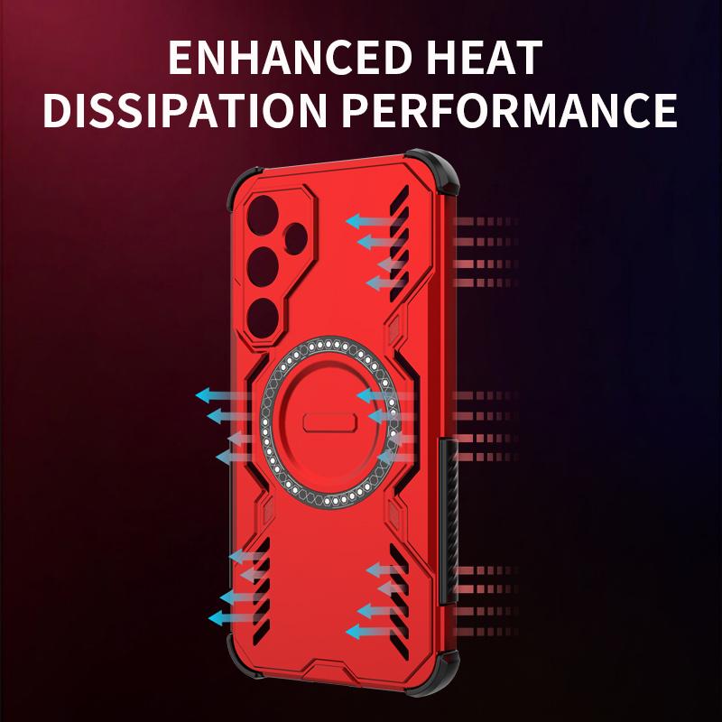 KEYSION Hollow Heat Dissipation Case for Samsung A55 5G Silicone+PC Magnetic Cooling Shockproof Phone Cover for Galaxy A55 5G