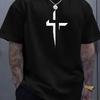 Men's Casual Summer T-shirts Round-neck Short-sleeved T-shirts And Creative Cross-shaped 3D Printed Loose And Comfortable Tops