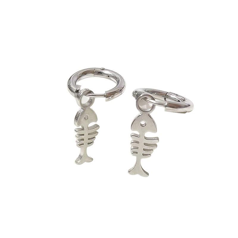 Trendy Titanium Steel Cat Ear Stud Earrings for Men & Women in Korean Punk Style