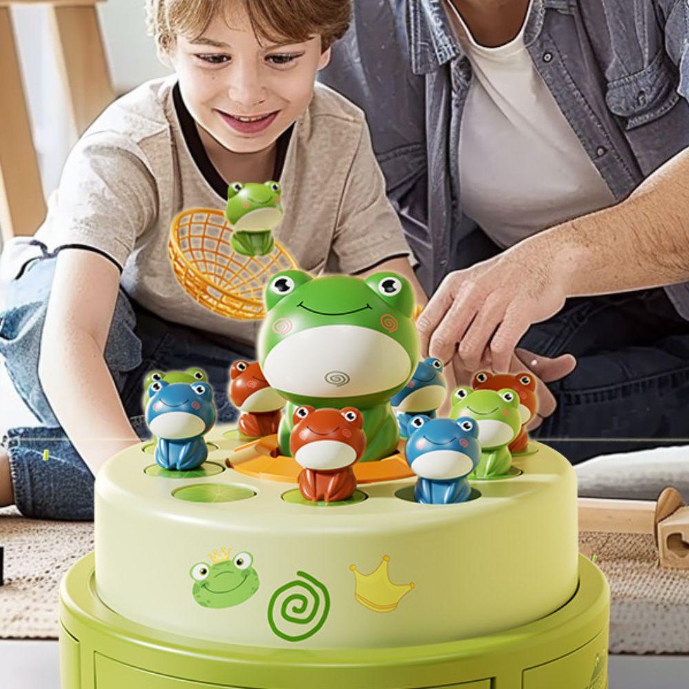 

Cartoon Frog Pop Up Game Montessori Toy Catching Frog Turntable Net Kids Gift frog