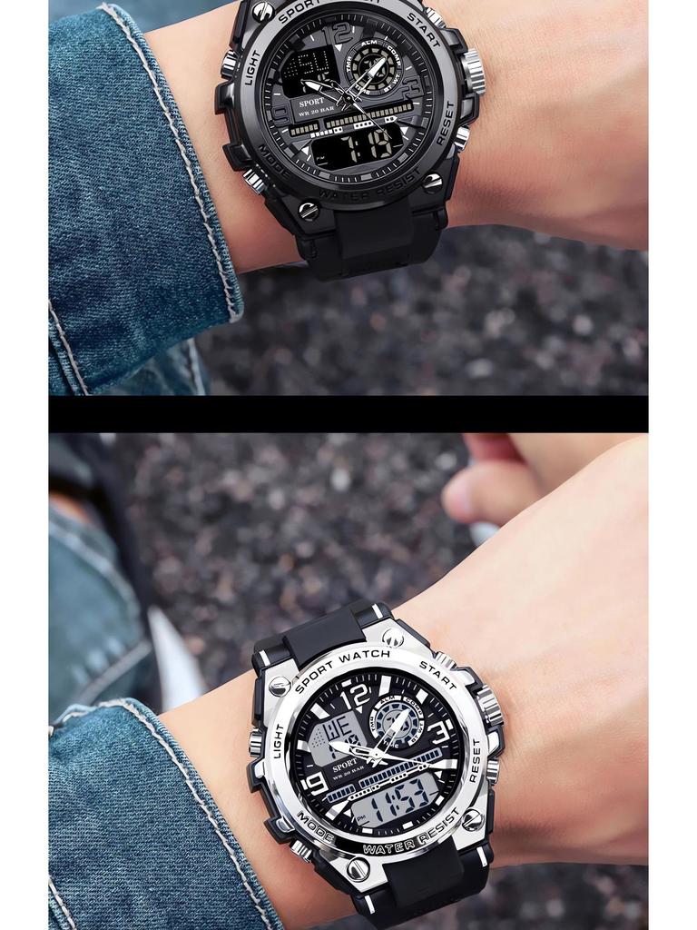 Trendige Herren Multifunktions Wasserdichte Sport Digitaluhr mit Großem Zifferblatt