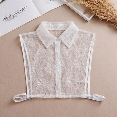 Damen Chiffon Fake Kragen Damen Dünne Spitze Hohl Abnehmbarer Kragen Halbes Hemd Revers Falscher Kragen Damen Bluse Tops Dekoration