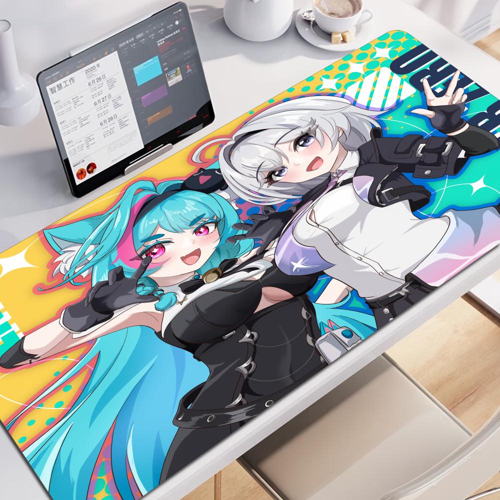 Kawaii Anime Girl Mint Mousepad Large Xxl Neverness To Everness Computer Keyboardmat Suitable For Office Work And Gaming