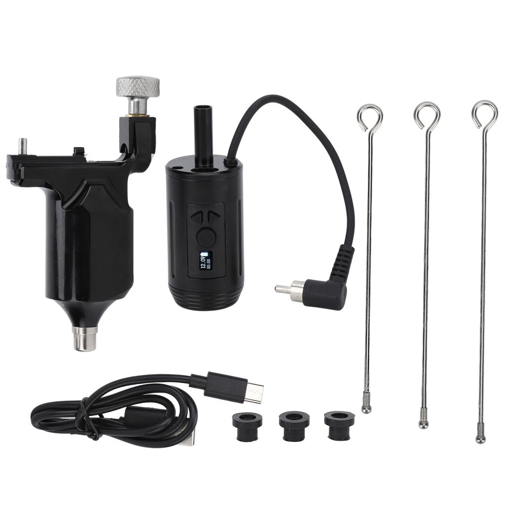 3-in-1 Kabelloses Tattoo-Netzteil Griff RCA-Schnittstelle 3 Nadeln Antriebsstange Aluminiumlegierung Rotary