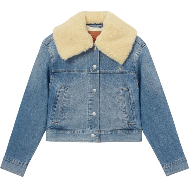 

Levis Простая джинсовая куртка с лацканами, свободного кроя, с длинными рукавами, женские куртки, светло-голубая 001CJ-0000 S