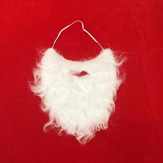 Santa Claus Beard Realistic Curly Fluffy Soft Elastic Band Costume Accessories Adults/Kids Christmas Performance Santa Fake White Handlebar