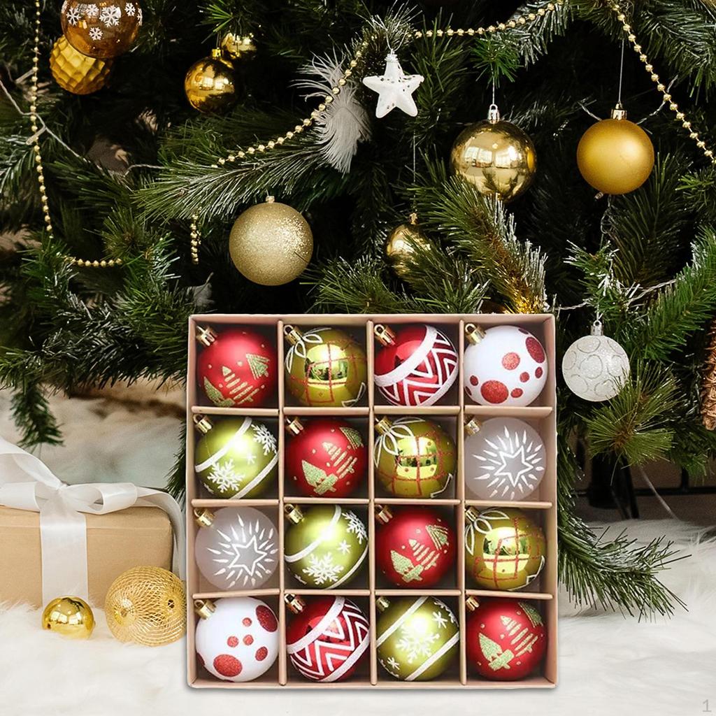 16 Christmas Tree Baubles, Small Ornaments, Decorative Balls for The Holidays,