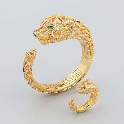 Neues modisches übertriebenes Leoparden-Hohl-Intarsien-Armband mit Leoparden-Mode-Öffnungsarmband
