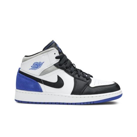 Air Jordan 1 Mid SE GS Royal Black Toe Retro Sneakers BQ6931-102