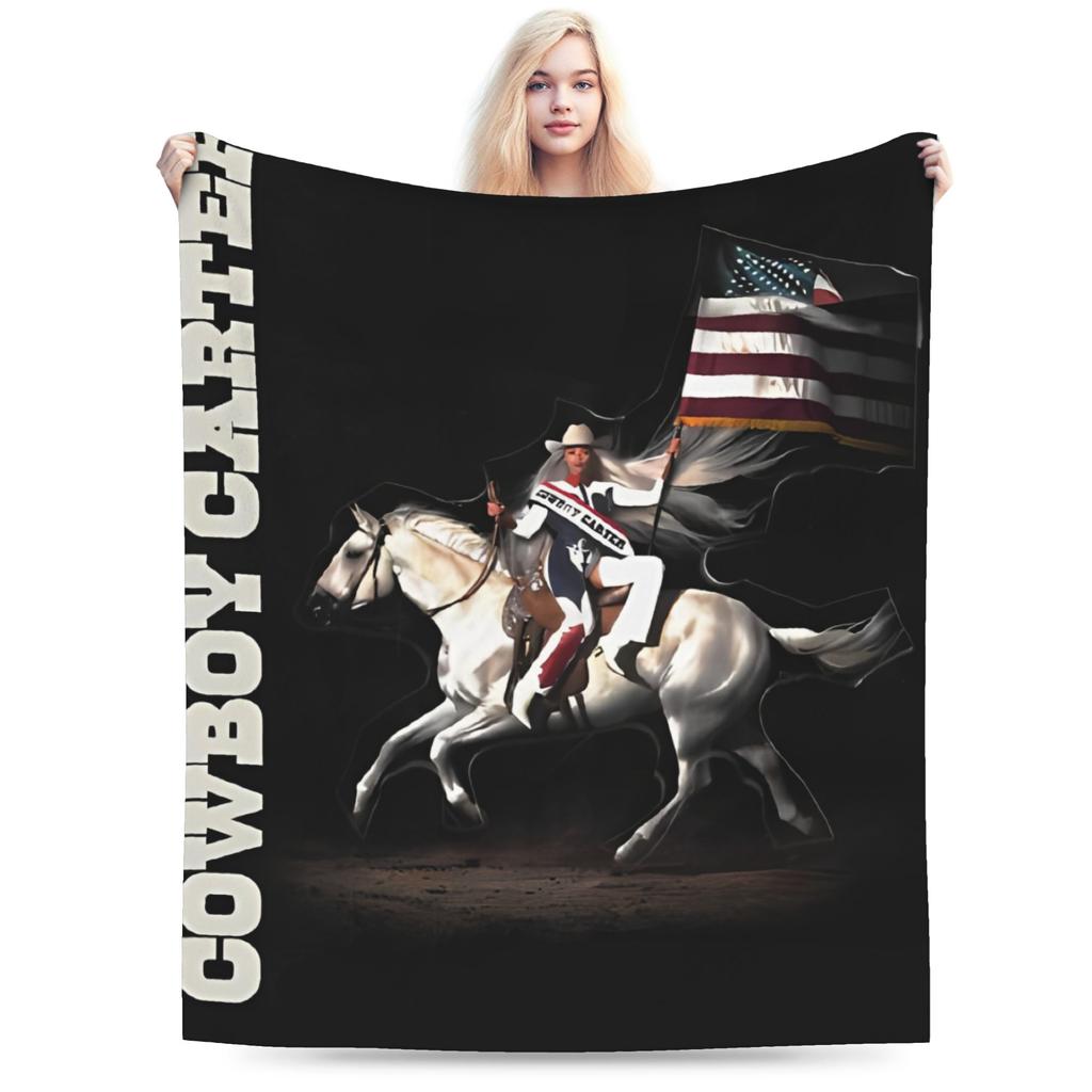 Super Soft Beyonce Cowboy Carter 2025 Tour Throw Blanket Premium Fleece Flannel Bed Blanket Cozy Plush Bedspread All Season Use