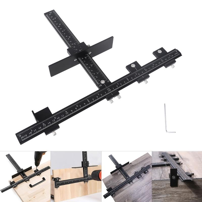 Cabinet Hardware Adjustable Punch Locator Woodworking Drilling Template Drill Guide for Installing Handle on Door Drawer