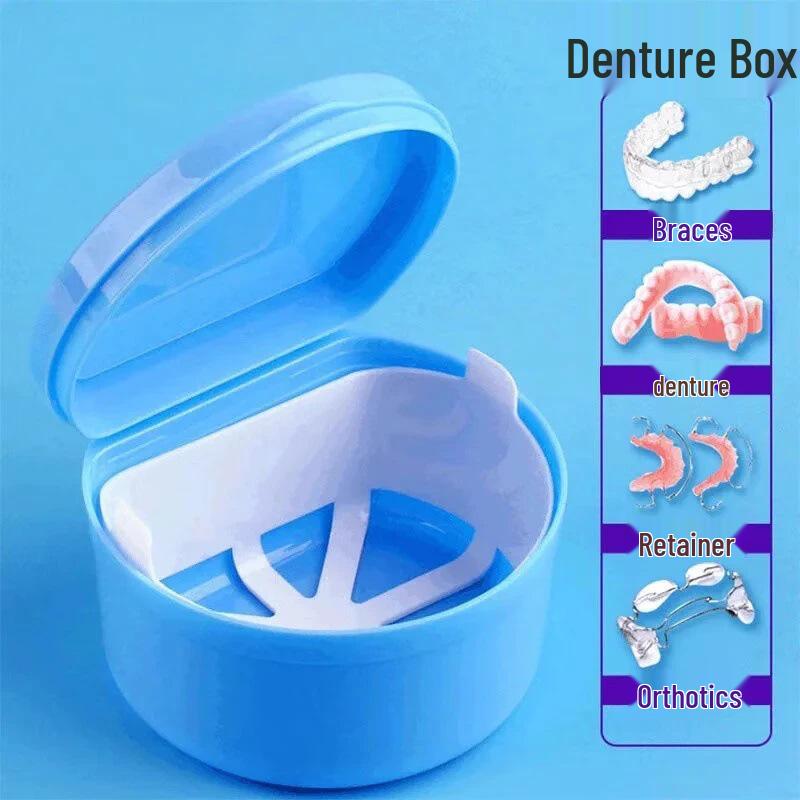 Compact Denture Cleaning & Storage Box with Filter Net