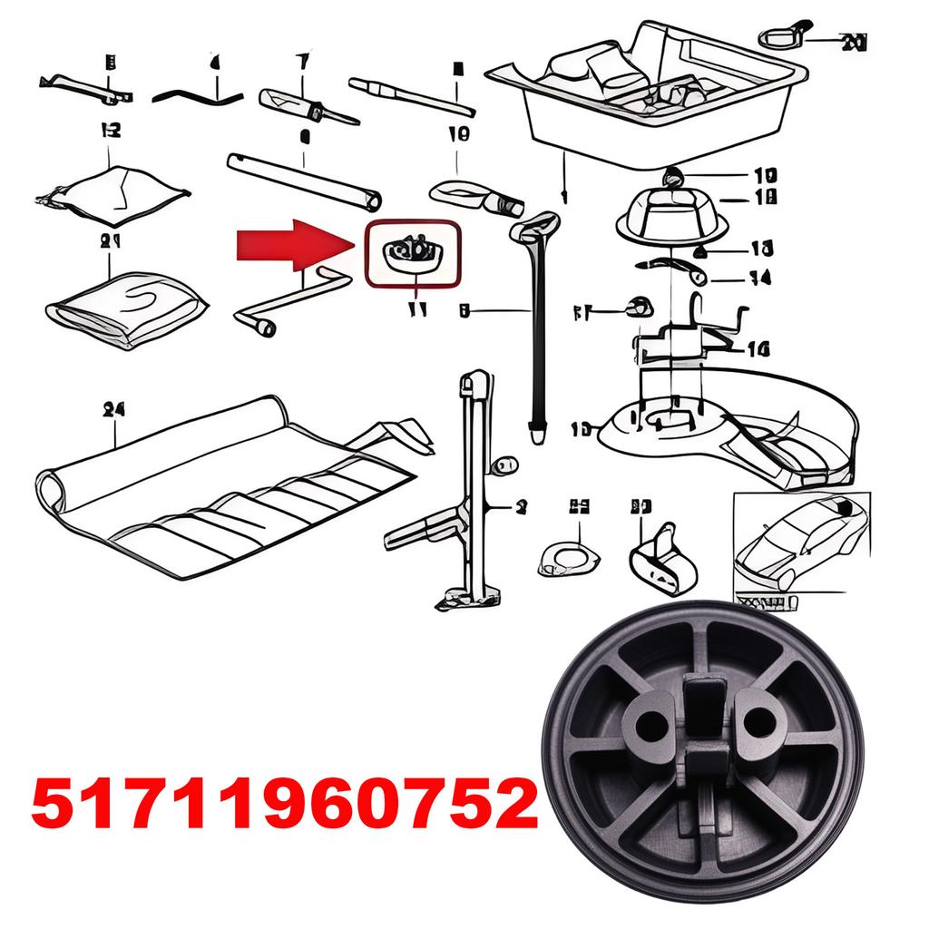 51711960752 פקק תמיכה לנקודת הרמה פד הרמה ל-BMW E36 סדרה 3 E36 318 323 325 328 קופה קבריולט