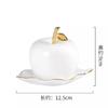 White Apple-shaped Toothpick Box Painted Gold Bone China Toothpick Holder Home Desktop Toothpick Storage Jar Home Decoration