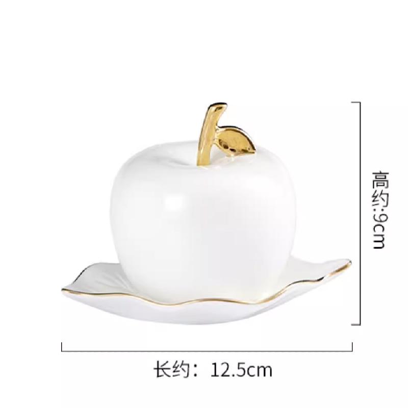 White Apple-shaped Toothpick Box Painted Gold Bone China Toothpick Holder Home Desktop Toothpick Storage Jar Home Decoration