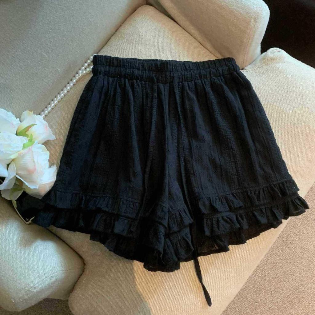 Women's French Lace Wide-Leg Pants: Spring/Summer Loose Fit, Casual & Stylish A-Line Layered Shorts