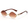 Fashion rhombus frameless trimmed sunglasses men's and women's wood grain European and American sunscreen sunglasses