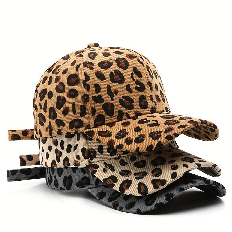 Leopard Print Suede Baseball Cap for Men and Women Stylish Curved Brim Outdoor Sun Protection Sun Hat Adjustable Retro Style