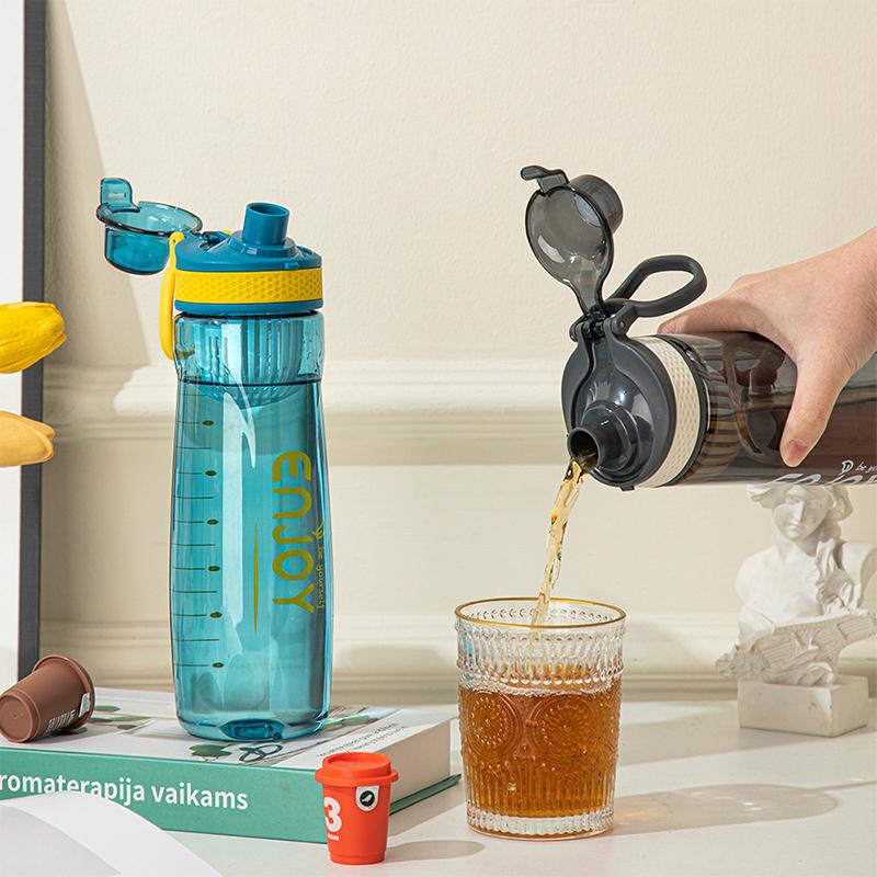 Sticlă de apă din plastic pentru băut, portabilă, sport, cană pentru ceai, cafea, ustensile de bucătărie, sticlă de apă pentru copii pentru școală