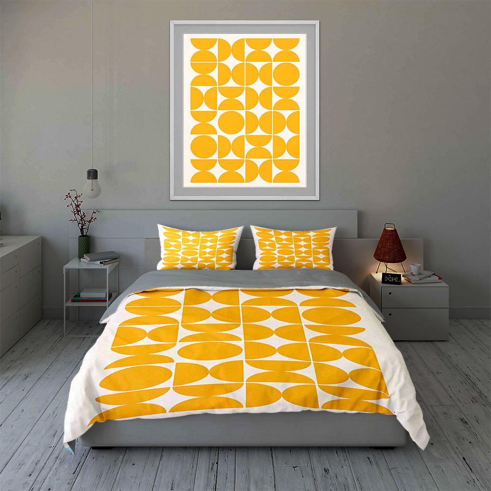 Geometrische gelbe Formen. Bettwäsche Bettbezug-Sets Bettbezüge Kissenbezüge Geschenke (1 * Bettbezug 2 * Kissenbezüge, ohne Bettdecke)