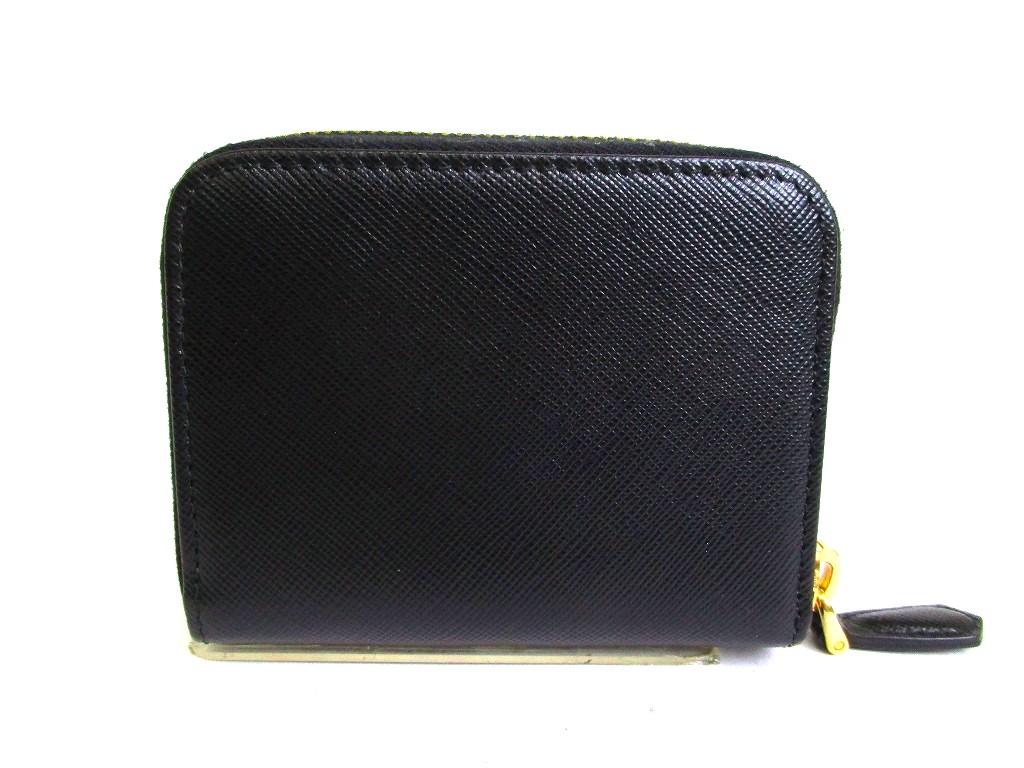Authentic PRADA Saffiano Metal Black Leather Coin Case Purse #b148  Open box