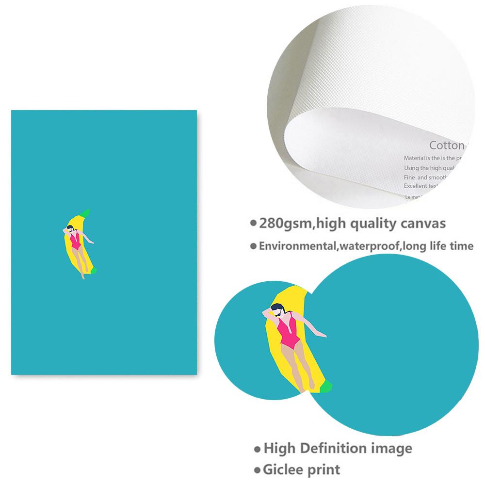 Arte de parede para festa na piscina de verão, impressão minimalista, imagem de viagem, pintura em tela de garota de spa, pôster nódico, decoração de sala de estar