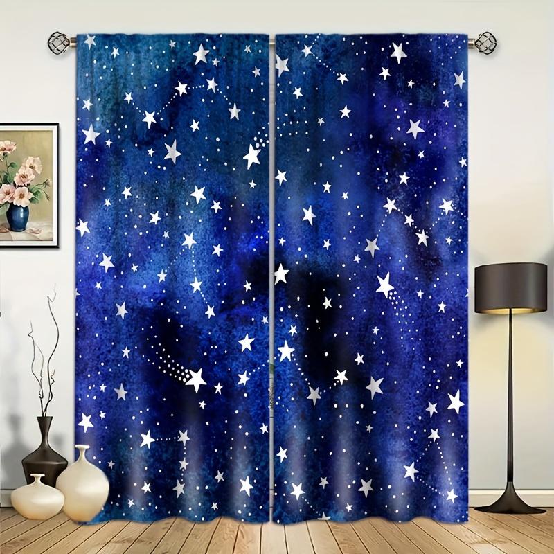 

2 шт. Космическая Галактика Созвездие Печатный Шторы Полузатемняющие Конфиденциальность Оконные Шторы Комплект Карманные Шторы Для Спальни (W50H130cm)-2pcs&Grommet Top