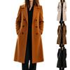 Women's Double-Breasted Long Wool Coat with Lapel, Slim Fit for Fall Winter Commute
