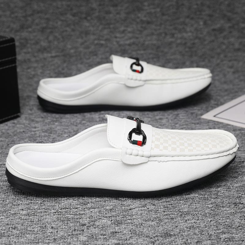 Doudou shoes men's soft sole breathable casual half-drag leather shoes business men's shoes one pedal