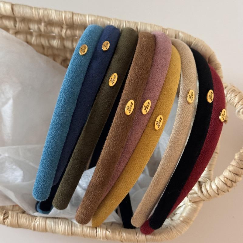 1 Stück Samttextur Feines Haarband Mehrfarbig Einfaches Liebeslogo Haarband Damen Tägliches Vielseitiges Kopfschmuck Haarbänder
