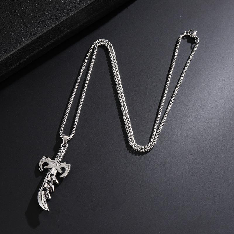 

Men s Hip Hop Punk Alloy Knife Pendant Necklace with Ring