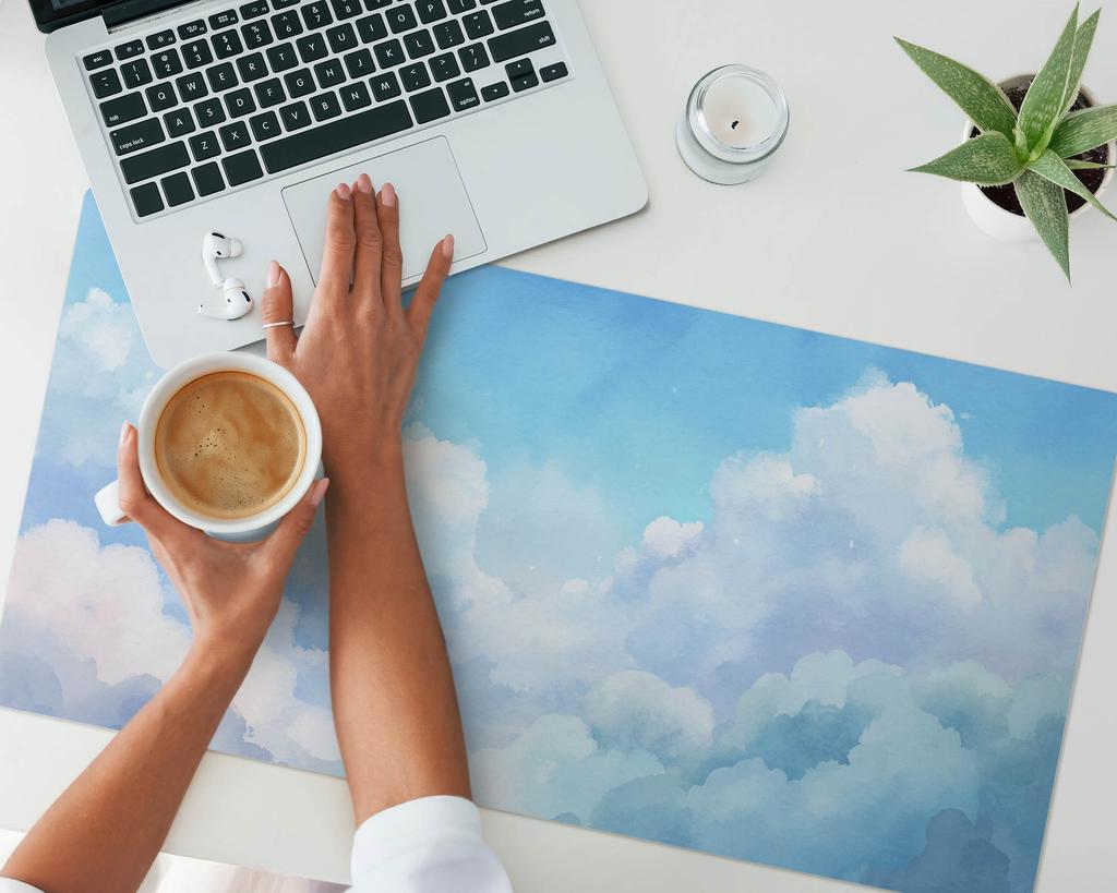 Mouse Pad for Desk, Keyboard and Laptop, Painted Clouds, 90x45 cm