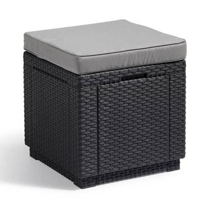 Keter Garden Beanbag Table - ALLIBERT by KETER - Cube with Cushion - Graphite Gray - 47.1 L