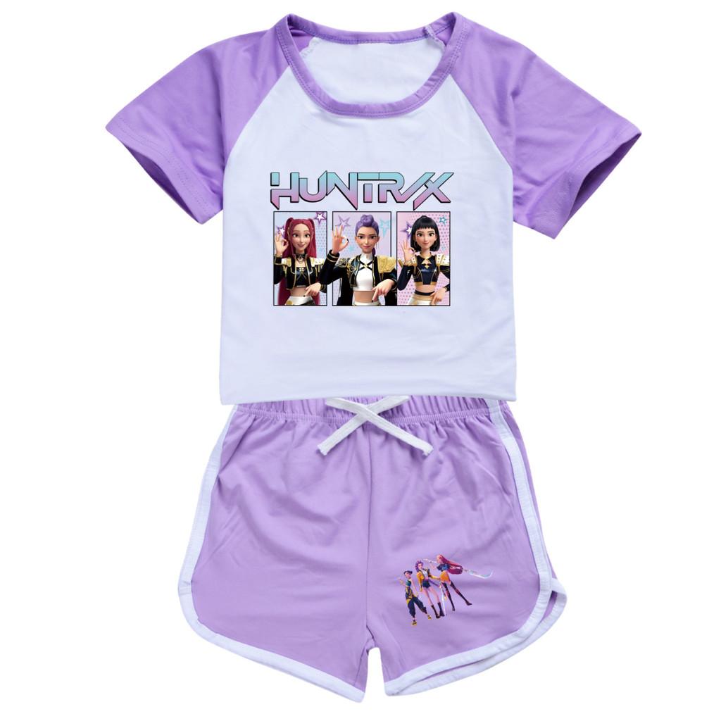 5233 Παιδικό Κοριτσίστικο POP Rumi Zoey Mira Τυπωμένο Μπλουζάκι Σορτς Αθλητικό Φόρμα Σετ Ρούχων