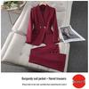 Women's Red Suit Jacket – Spring/Autumn Professional Formal Wear – Elegant Host Annual Meeting Attire – High-End Workwear Set