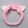 Custom Logo OMG Bowknot Wash Face Hairband Rabbit Cat Ear Cute Plush Lady Soft Women Elastic Hair Band Flannel Make up Headbands
