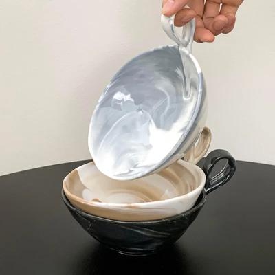 Mramorování Ohromený Klid Vítr Vysoká Úroveň Vzhledu Mísa na Ovocný Salát Keramická Mísa Domácí Dezert Kukuřičná Mouka Jogurtová Mísa 420ml